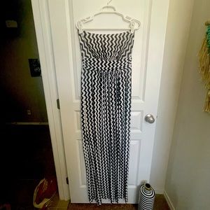 Chevron strapless maxi dress